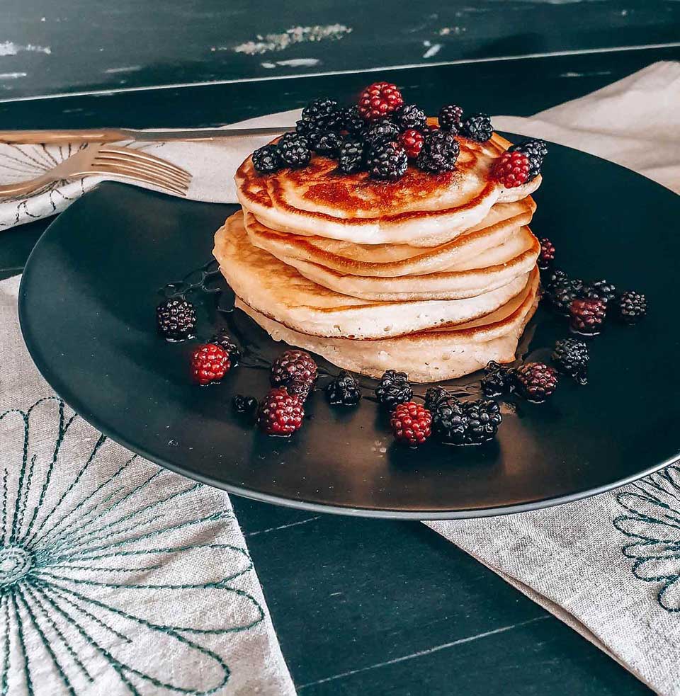 Sunday Morning Pancake with blackberries